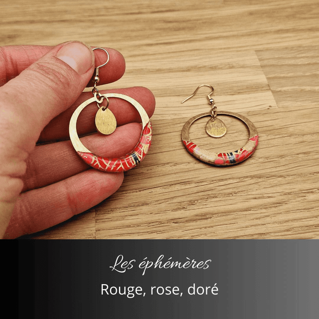 Boucles d'oreilles Aurora - Rouge, rose, or