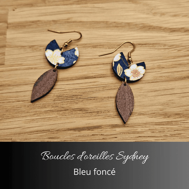 Boucles d'oreilles Sydney - Bleu foncé et rose