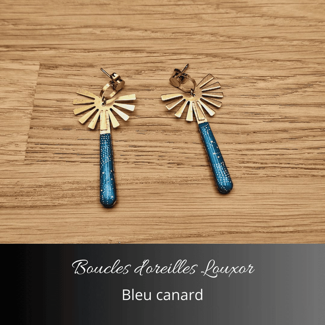 Boucles d'oreilles Louxor - Bleu canard