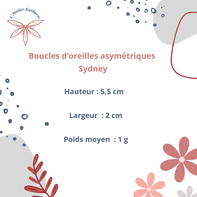 Boucles d'oreilles Sydney - Rouge rose et or