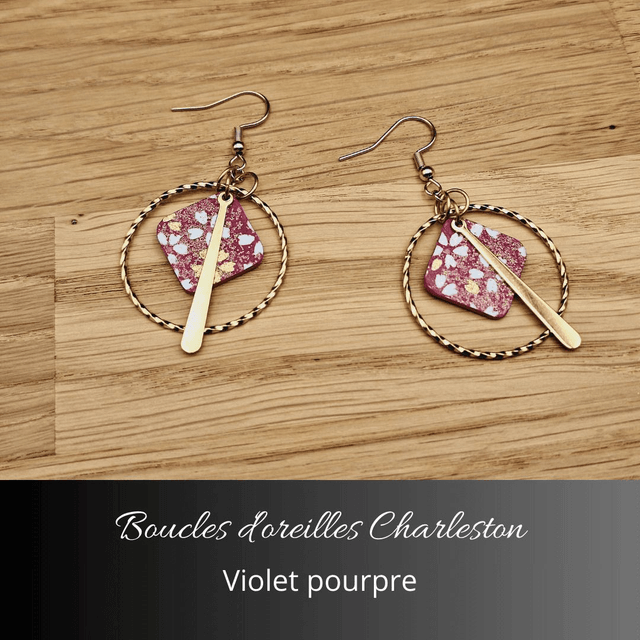 Boucles d'oreilles créoles Charleston - Violet pourpre