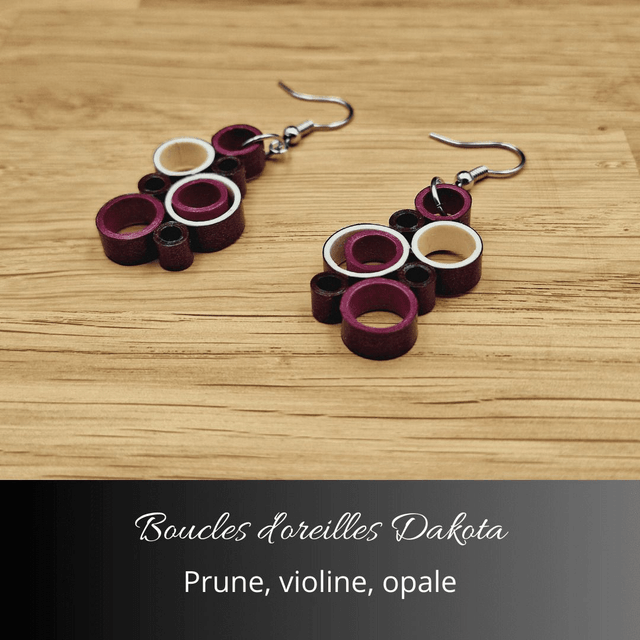 Boucles d'oreilles Dakota - Prune, violine, opale