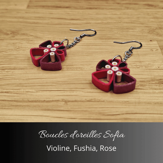 Boucles d'oreilles Sofia - Violine, fushia, rose