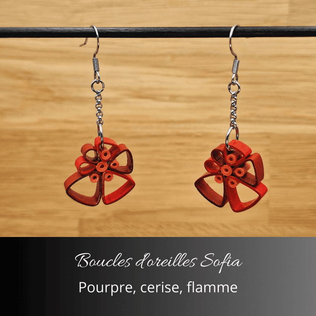 Boucles d'oreilles Sofia - Pourpre, cerise, flamme