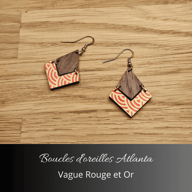 Boucles d'oreilles Atlanta - Rouge orange et or