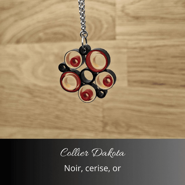 Collier Dakota - Noir, cerise, or