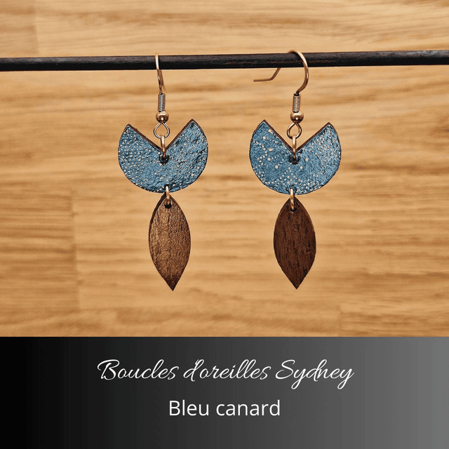 Boucles d'oreilles Sydney - Bleu canard