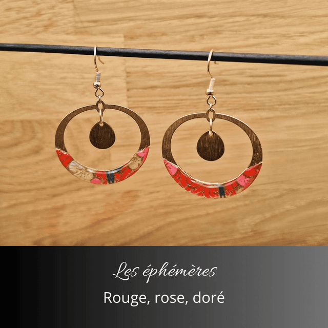 Boucles d'oreilles Aurora - Rouge, rose, or
