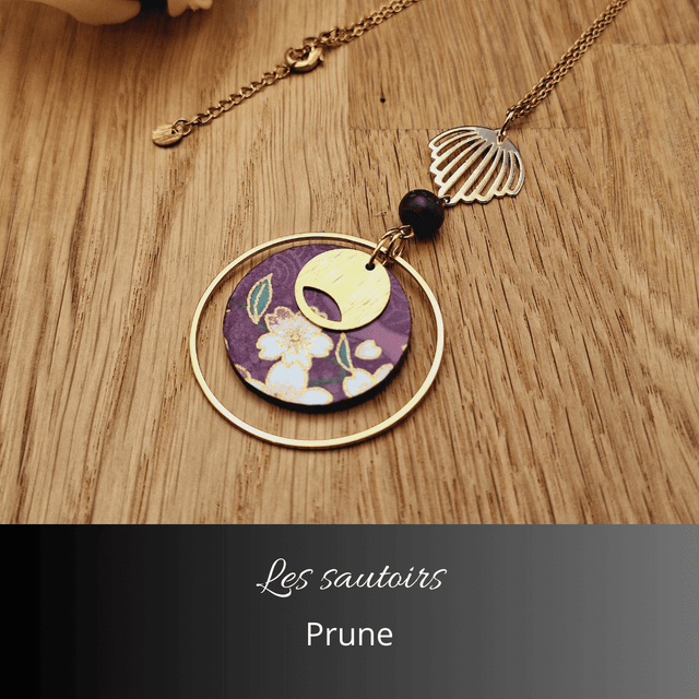 Collier sautoir Olympe - Prune