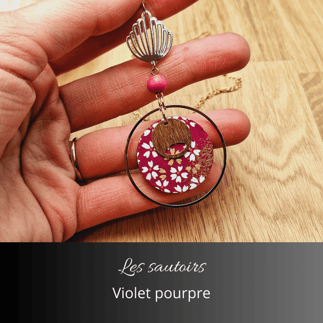 Collier sautoir Olympe - Violet pourpre