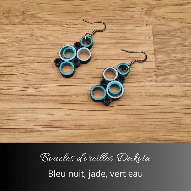 Boucles d'oreilles Dakota - Bleu nuit, jade, vert d'eau