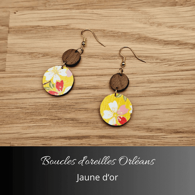Boucles d'oreilles Orléans - Jaune et rouge
