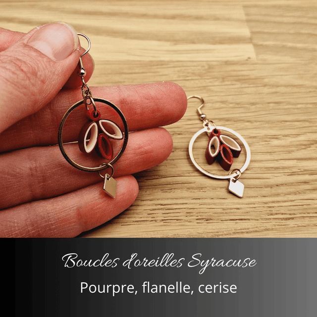 Boucles d'oreilles Syracuse - Pourpre, flanelle, cerise