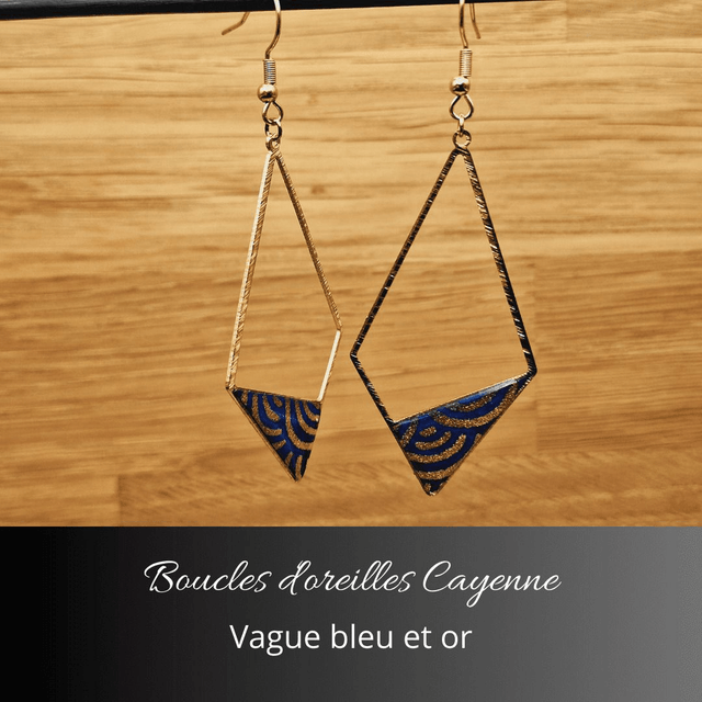 Boucles d'oreilles Cayenne - Bleu, or