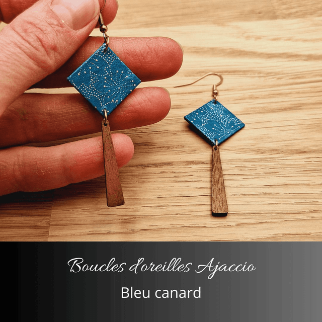 Boucles d'oreilles Ajaccio - Bleu canard