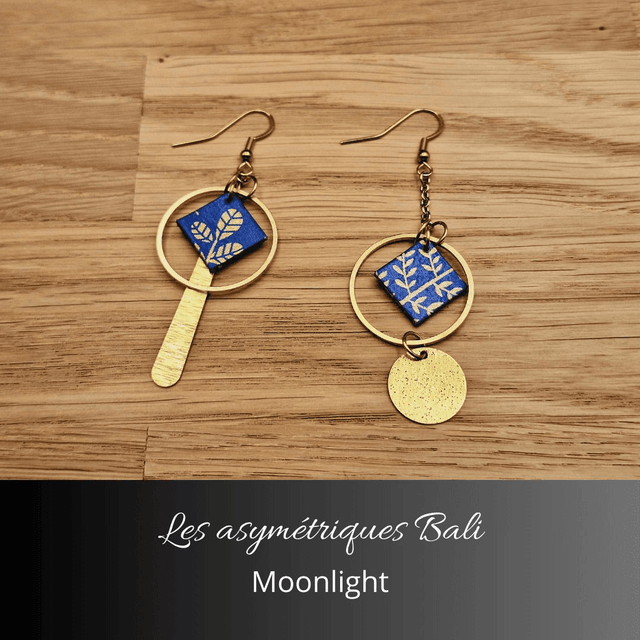 Boucles d'oreilles asymétriques Bali - Moonlight