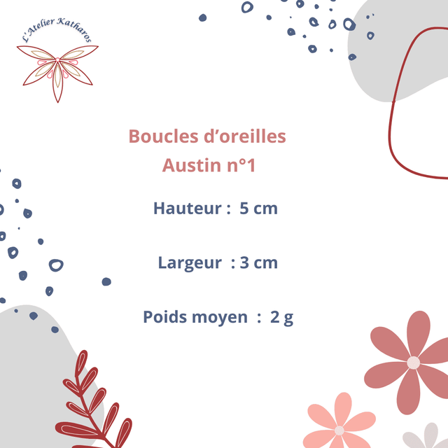 Boucles d'oreilles Austin n°1 - Rouge, or