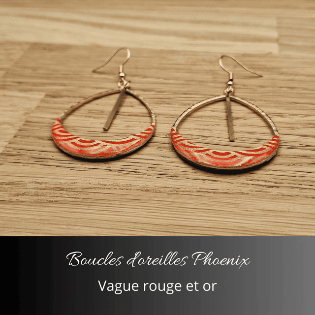 Boucles d'oreilles Phoenix - Rouge, or