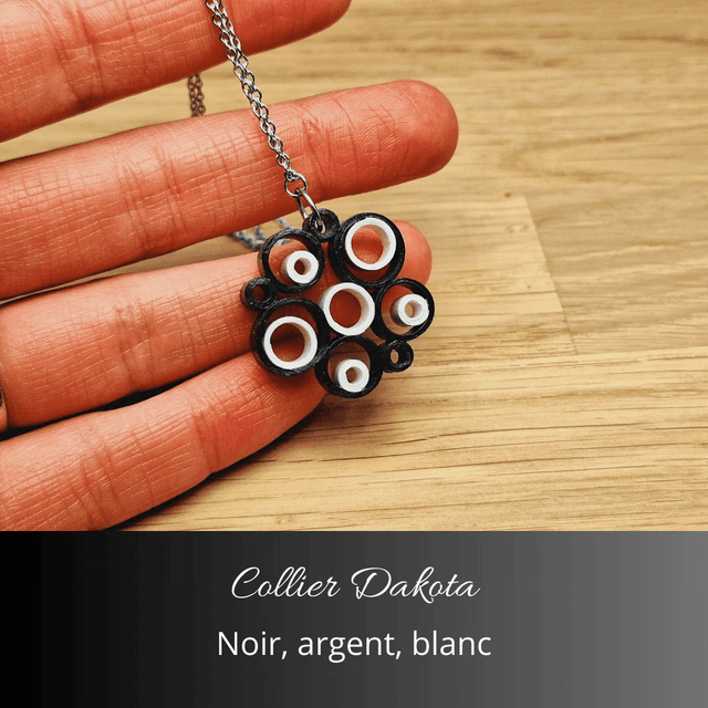 Collier Dakota - Noir, argent, blanc