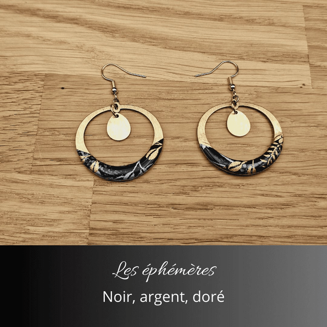 Boucles d'oreilles Aurora - Noir, argent, or