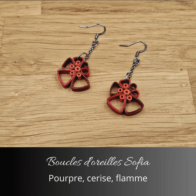 Boucles d'oreilles Sofia - Pourpre, cerise, flamme