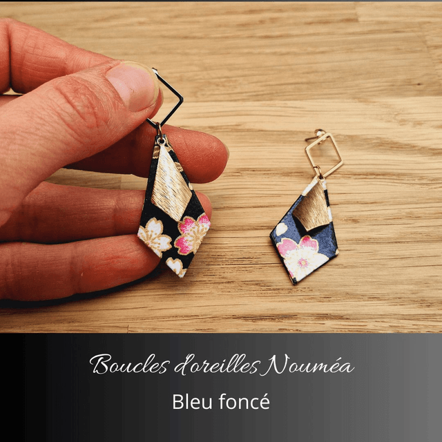 Boucles d'oreilles Nouméa - Bleu foncé, rose