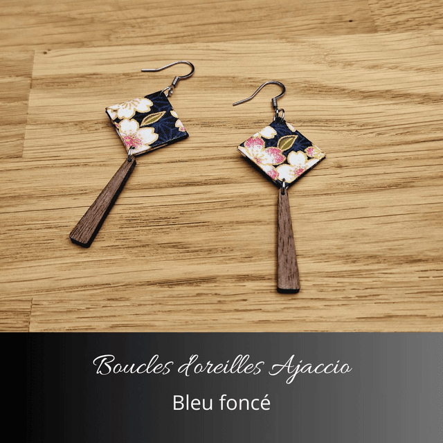 Boucles d'oreilles Ajaccio - Bleu foncé et rose