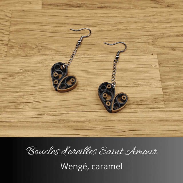 Boucles d'oreilles Saint Amour - Wengé, caramel