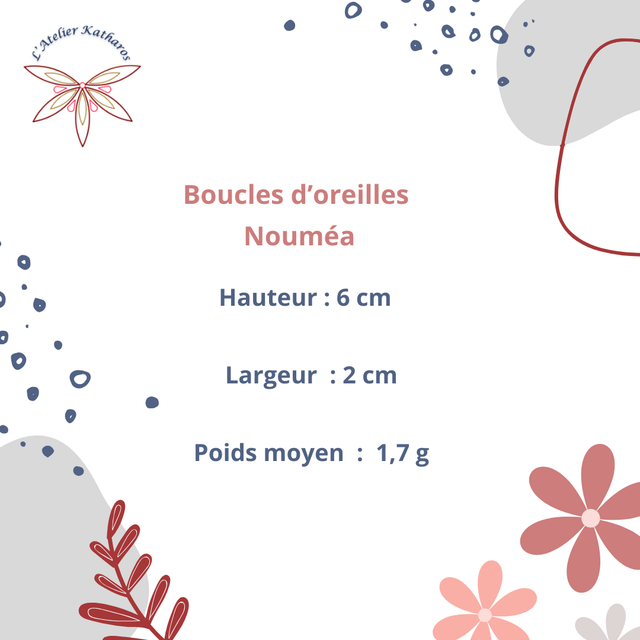 Boucles d'oreilles Nouméa - Bleu foncé, rose