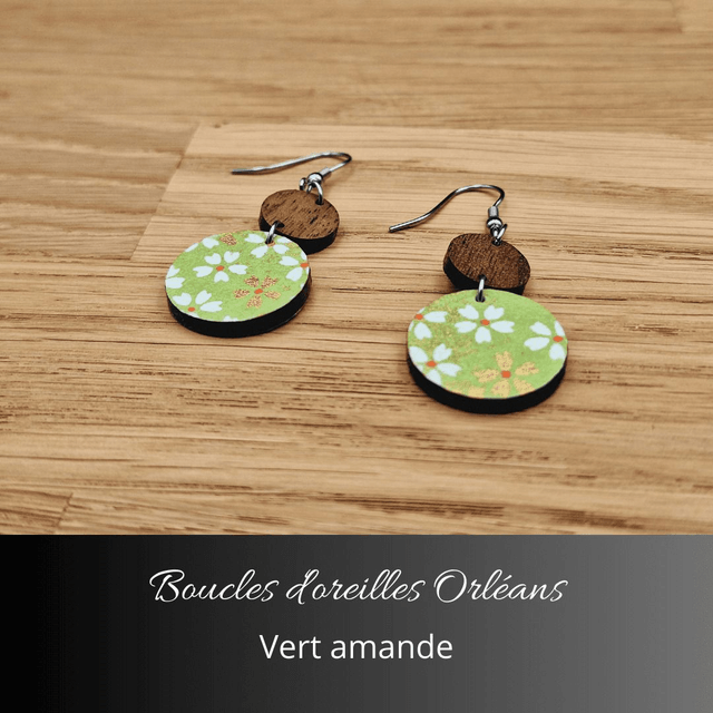 Boucles d'oreilles Orléans - Vert amande