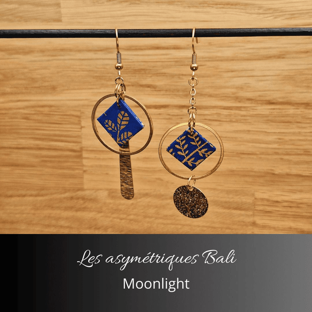 Boucles d'oreilles asymétriques Bali - Moonlight