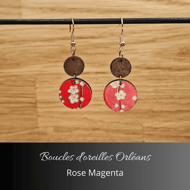 Boucles d'oreilles Orléans - Rose magenta