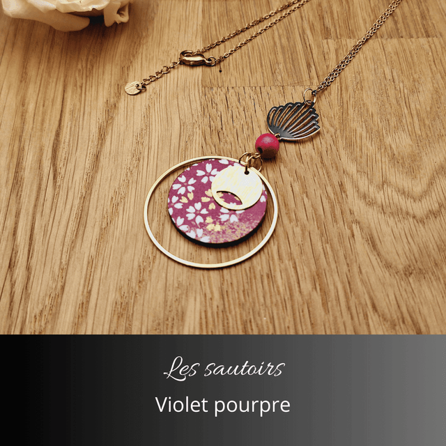 Collier sautoir Olympe - Violet pourpre