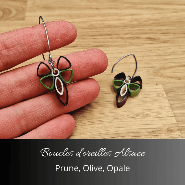 Boucles d'oreilles Alsace - Prune, olive, opale