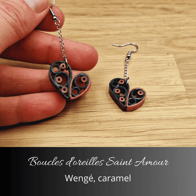 Boucles d'oreilles Saint Amour - Wengé, caramel