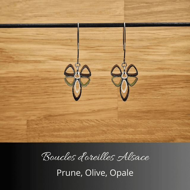 Boucles d'oreilles Alsace - Prune, olive, opale