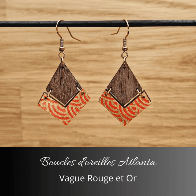 Boucles d'oreilles Atlanta - Rouge orange et or