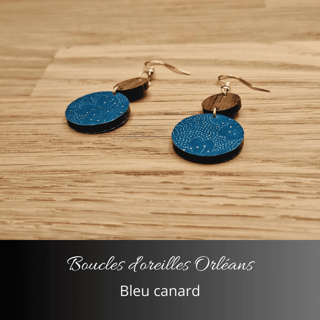Boucles d'oreilles Orléans - Bleu canard