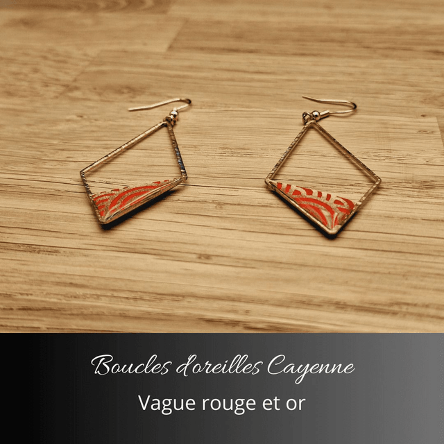 Boucles d'oreilles Cayenne - Rouge, or