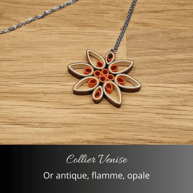 Collier Venise - Or antique, flamme, opale