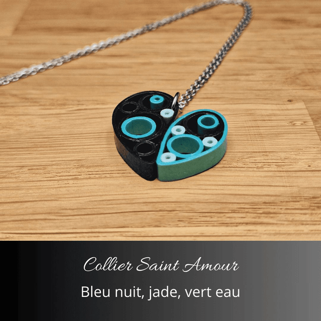 Collier Saint Amour - Bleu nuit, jade, vert d'eau