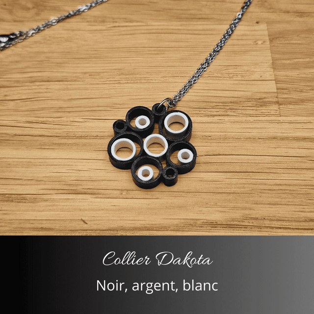 Collier Dakota - Noir, argent, blanc