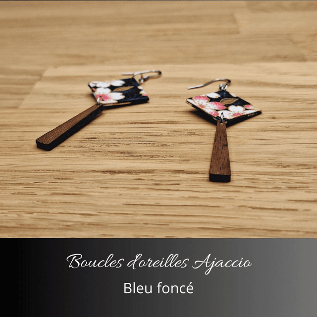 Boucles d'oreilles Ajaccio - Bleu foncé et rose