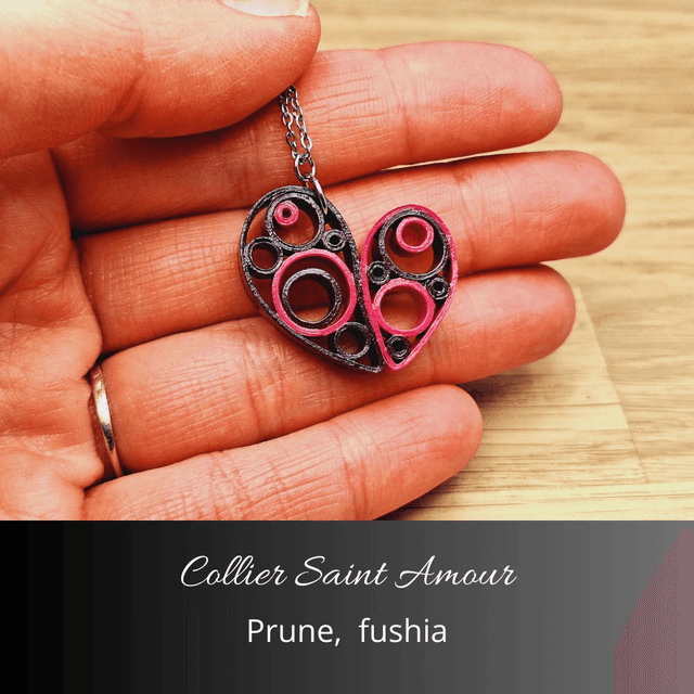 Collier Saint Amour - Prune, fushia