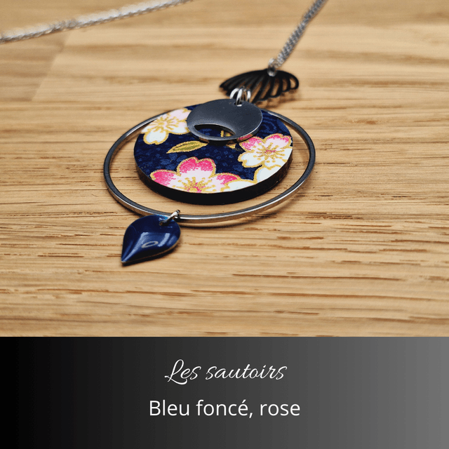 Collier sautoir Olympe - Bleu foncé, rode