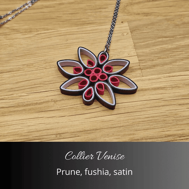 Collier Venise - Prune, fushia, satin