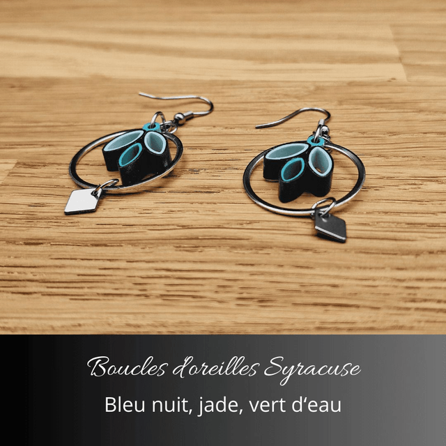 Boucles d'oreilles Syracuse - Bleu nuit, jade, vert d'eau
