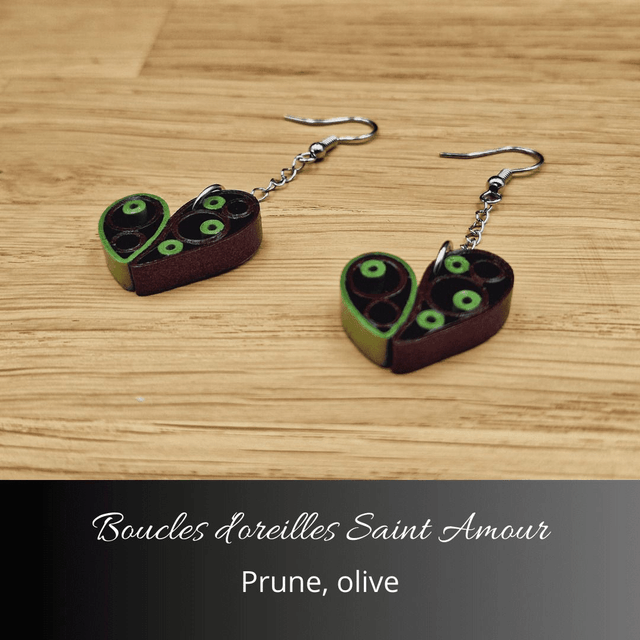 Boucles d'oreilles Saint Amour - Prune, olive