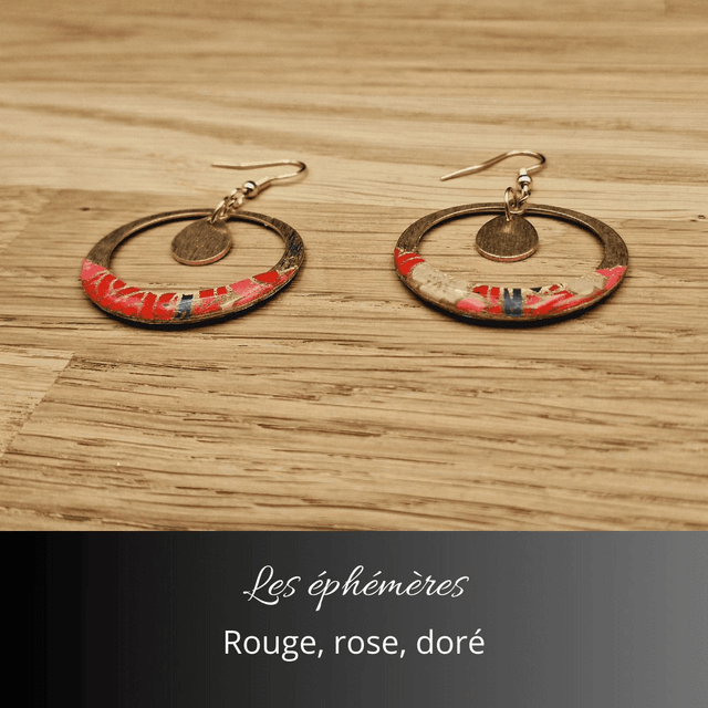 Boucles d'oreilles Aurora - Rouge, rose, or