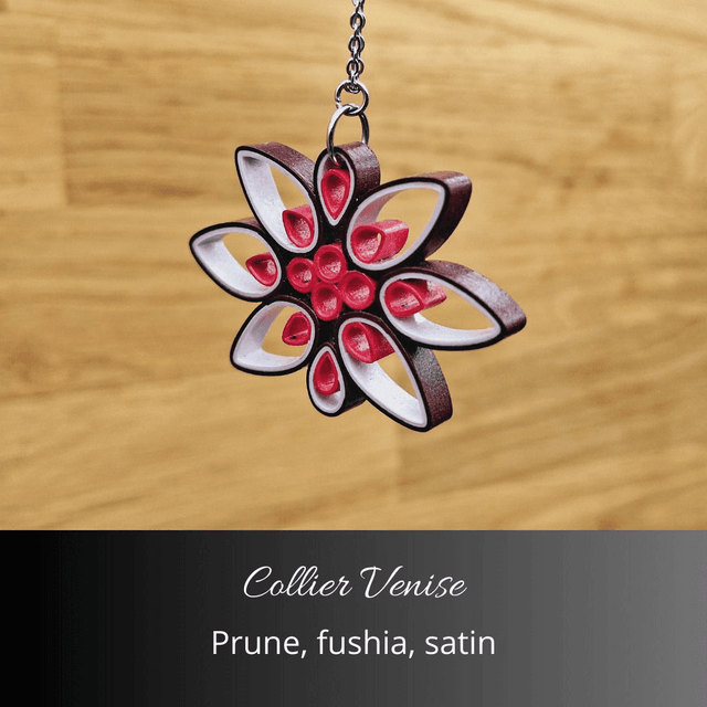 Collier Venise - Prune, fushia, satin